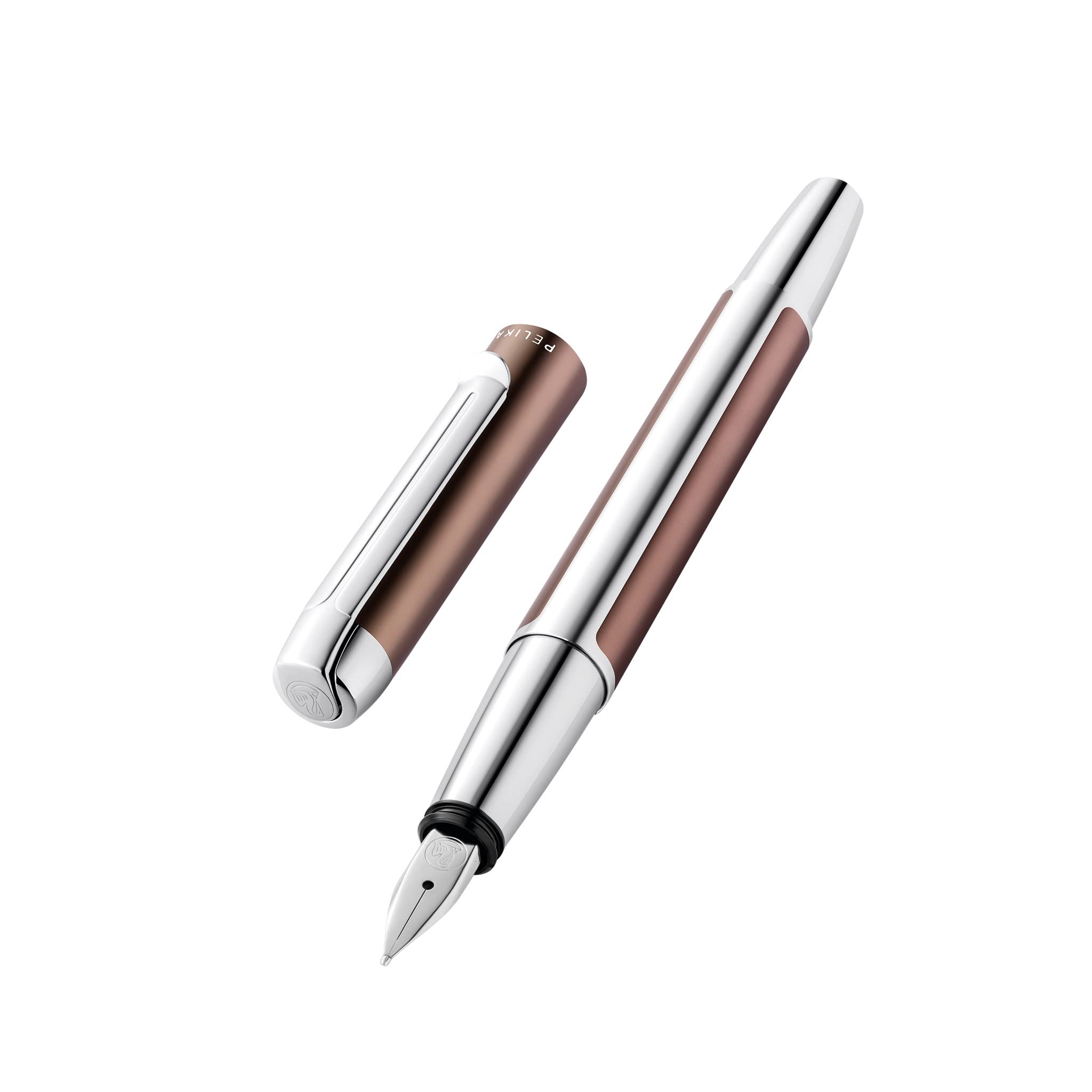 Pelikan Füllhalter Pura P40, Mokka, Feder M (mittel), hochwertiger Patronenfüller im Geschenk-Etui, 822794