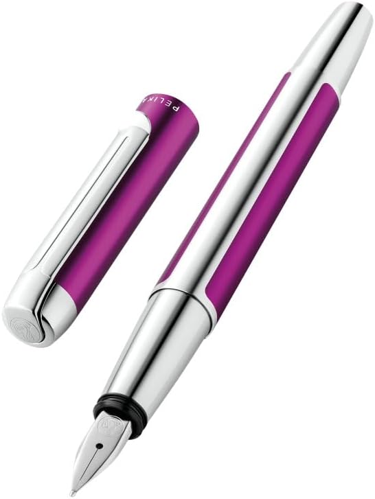 Pelikan Füllhalter Pura P40, Violett, Feder M (mittel), hochwertiger Patronenfüller im Geschenk-Etui, 823784