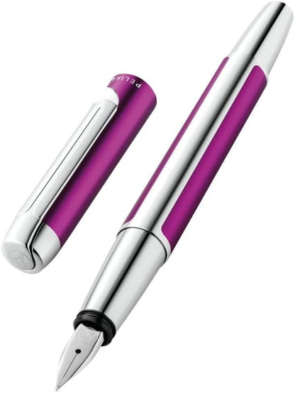 Pelikan Füllhalter Pura P40, Violett, Feder M (mittel), hochwertiger Patronenfüller im Geschenk-Etui, 823784