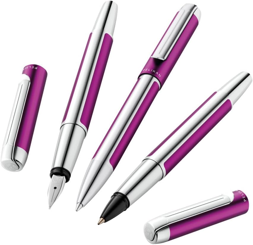 Pelikan Füllhalter Pura P40, Violett, Feder M (mittel), hochwertiger Patronenfüller im Geschenk-Etui, 823784