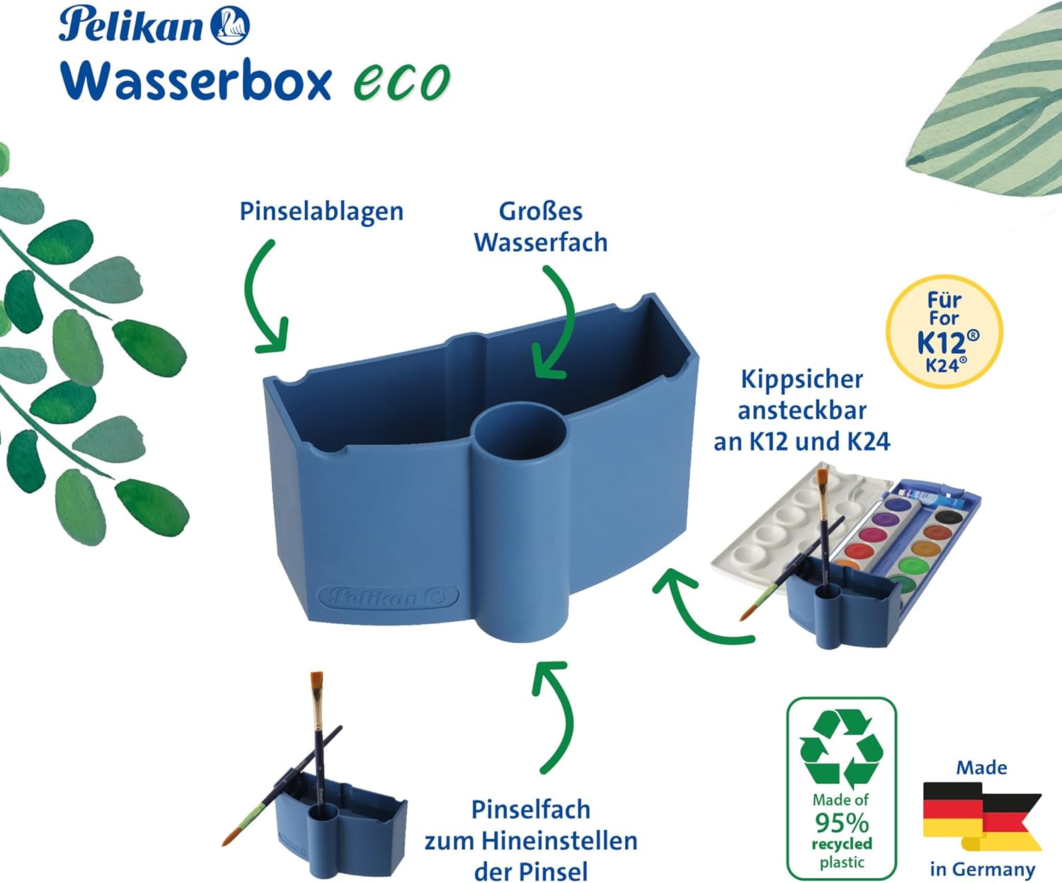Pelikan Eco 824002 Water Box with Brush Holder Blue