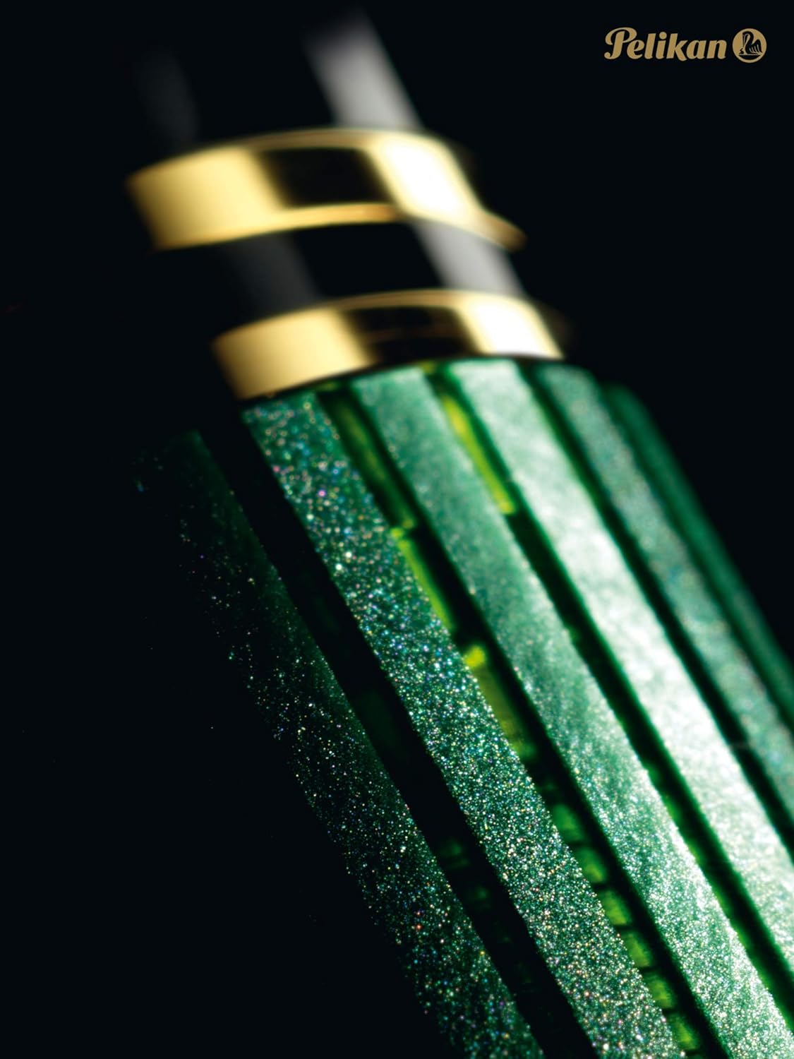 Pelikan Souverän M400 Fountain Pen, Broad Nib, Black/Green, 1 Each