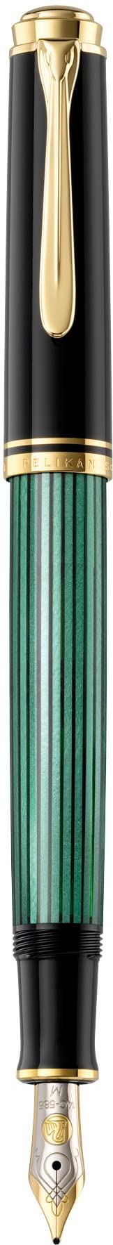 Pelikan Souverän M400 Fountain Pen, Broad Nib, Black/Green, 1 Each