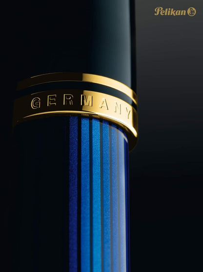 Pelikan Kugelschreiber Souverän 400, Schwarz-Blau, hochwertiger Druckkugelschreiber im Geschenk-Etui, 996843