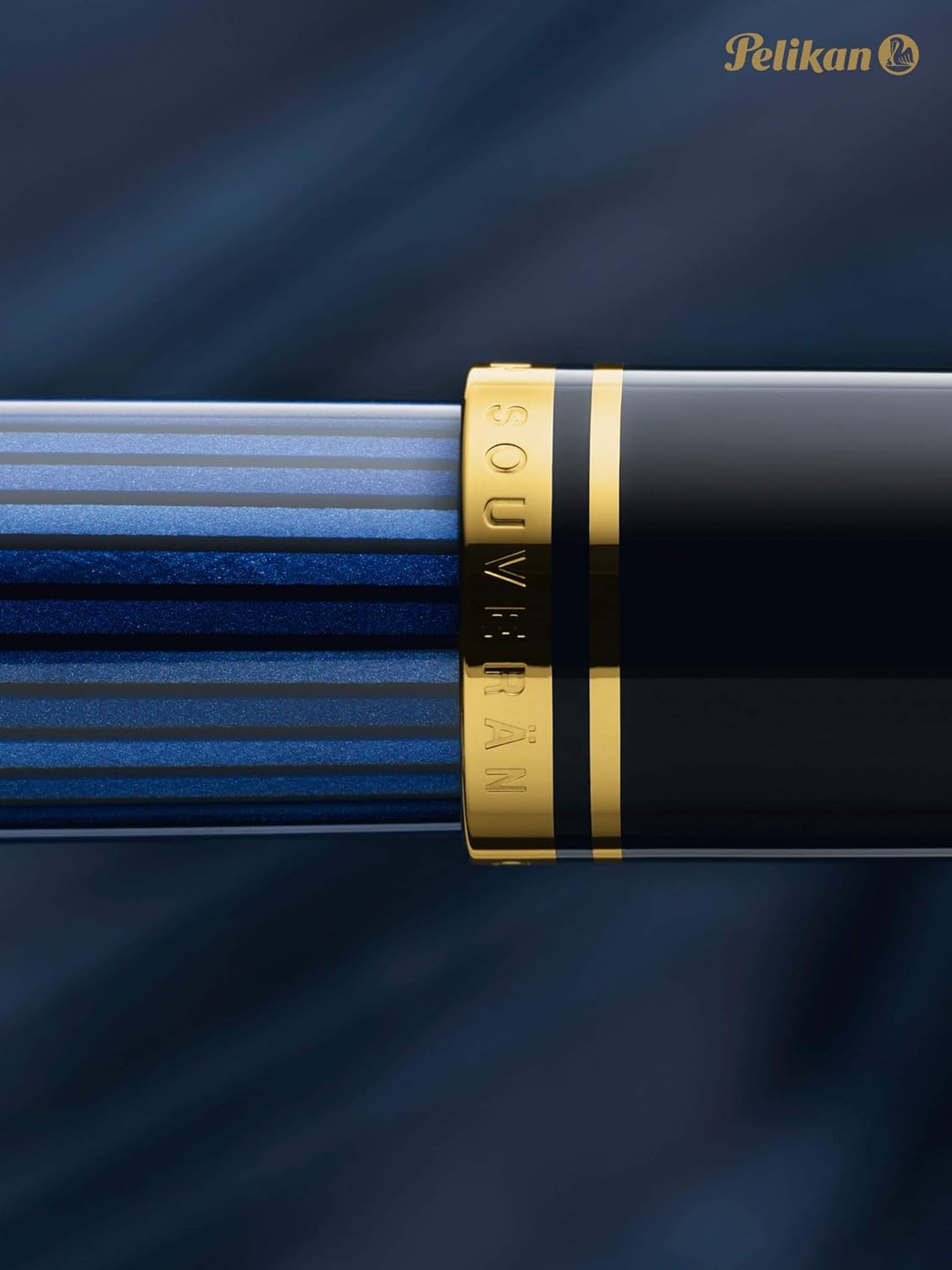 Pelikan Kugelschreiber Souverän 400, Schwarz-Blau, hochwertiger Druckkugelschreiber im Geschenk-Etui, 996843