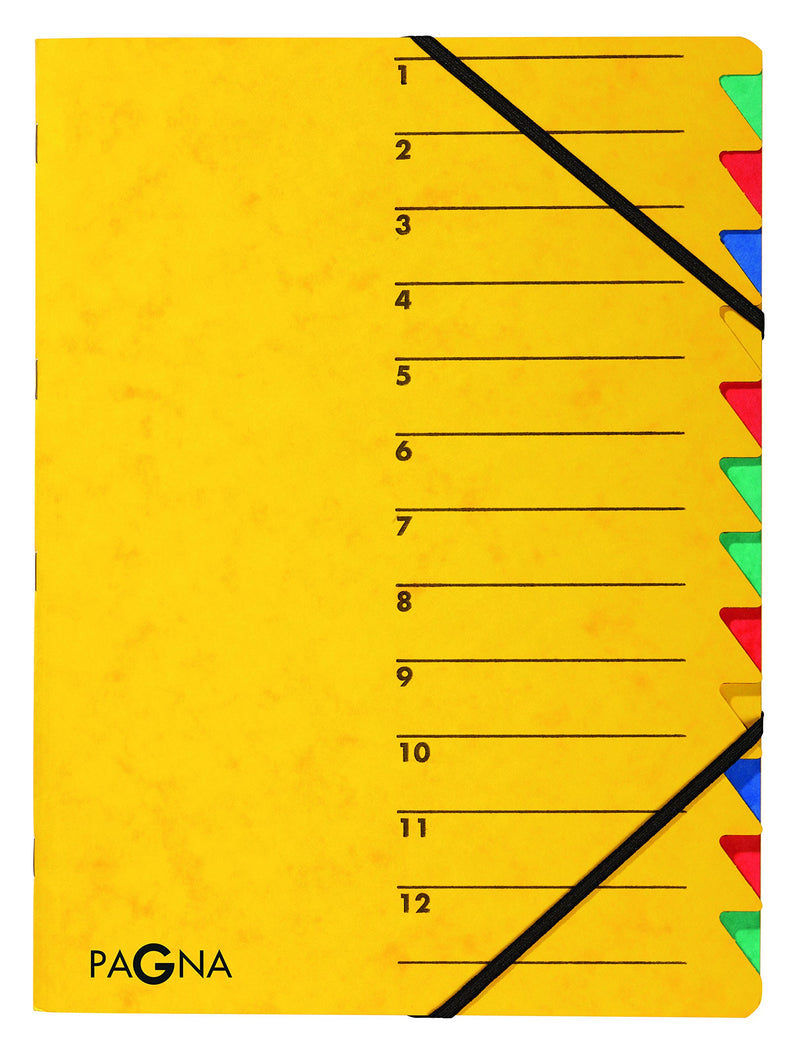 Pagna Easy 24131-05 Index File/Particle Board / A4 / 12 Compartments/Coloured Index/Cover Yellow a4 yellow 1