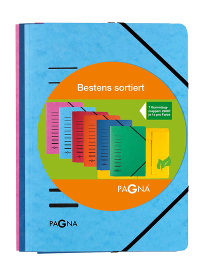 PAGNA 44026-00 Set Gummizugmappe A4 sortiert, 7 Stück