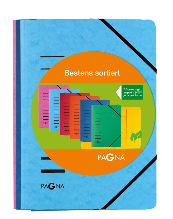 PAGNA 44026-00 Set Gummizugmappe A4 sortiert, 7 Stück