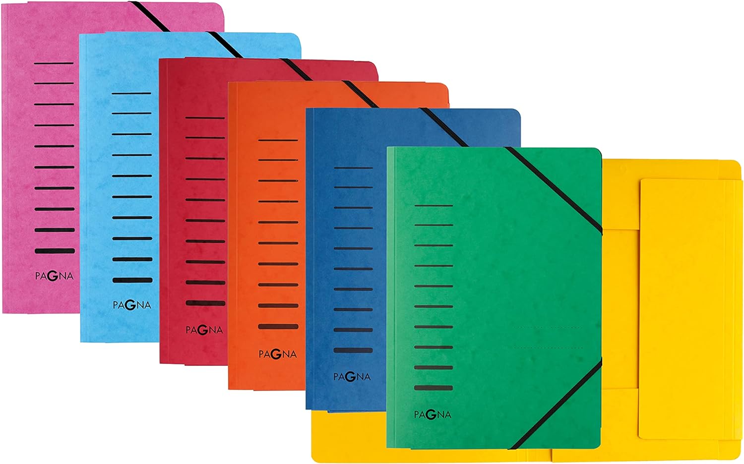 PAGNA 44026-00 Set Gummizugmappe A4 sortiert, 7 Stück