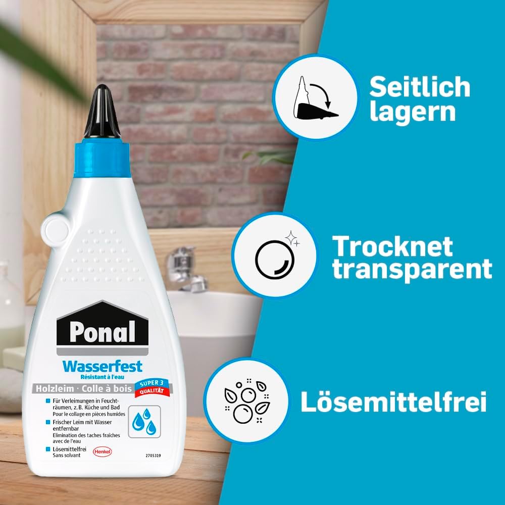 `Ponal Holzleim Wasserfest, Flasche mit 550g, 9H PN`