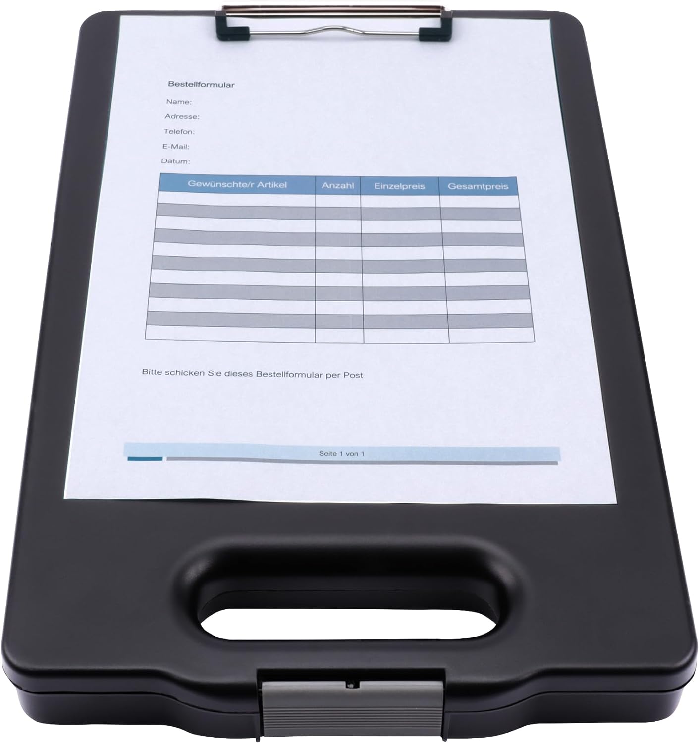 Genie M 800 clipboard (with Large DIN A4 Storage Compartment, Form Holder and Hanging Loop, Slim Design) Black