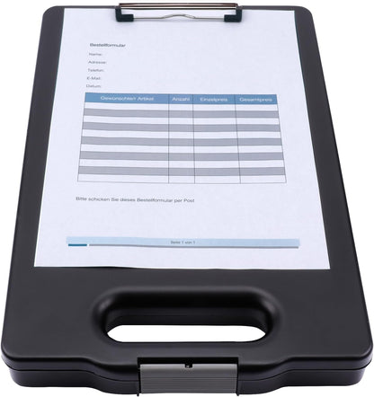 Genie M 800 clipboard (with Large DIN A4 Storage Compartment, Form Holder and Hanging Loop, Slim Design) Black