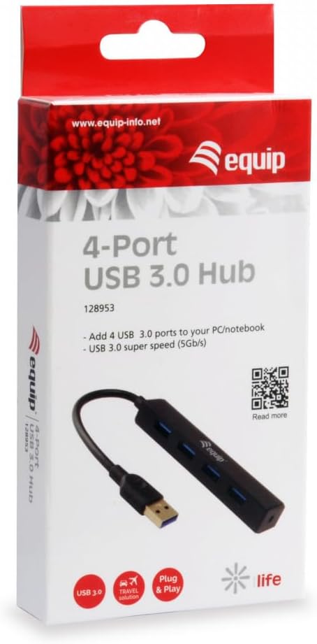 Equip USB-Hub 4Port USB 3.0, schwarz