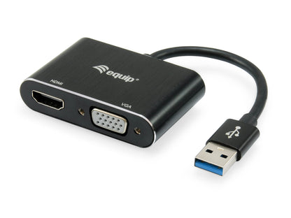 Equip 133386 Adaptor USB 3.0 / HDMI / VGA Adaptor / Black