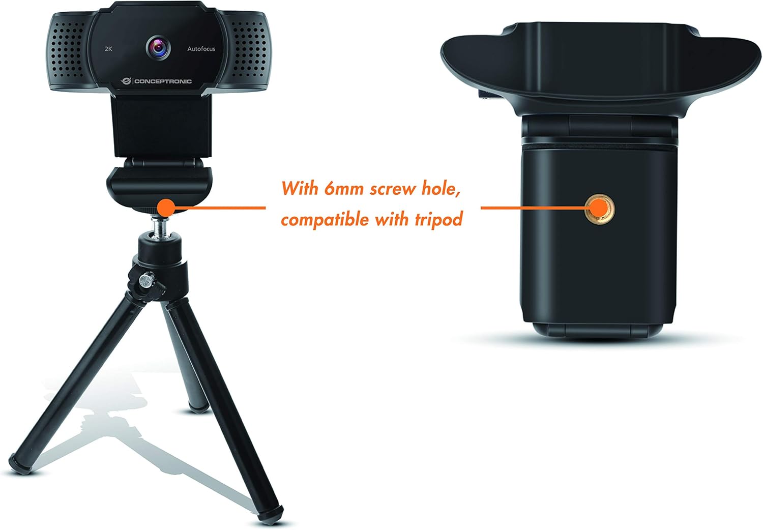 CONCEPTRONIC AMDIS02B - Webcam con messa a fuoco automatica 2K Super HD con microfono