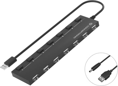 Conceptronic HUBBIES08B USB Hub 7-Port 2.0/7 x 2.0 / Extra without Power Supply/Black