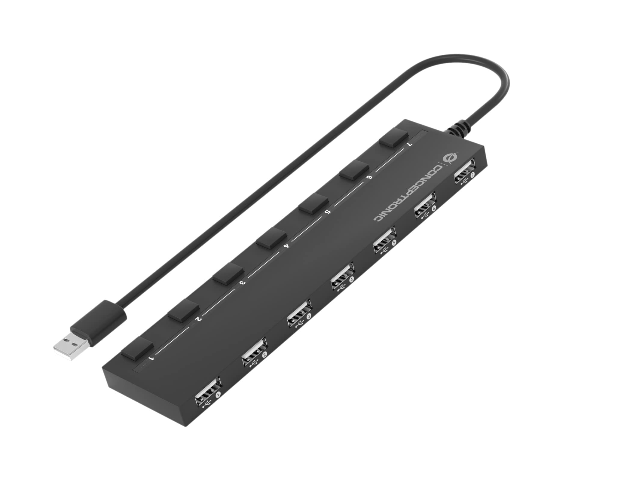 Conceptronic HUBBIES08B USB Hub 7-Port 2.0/7 x 2.0 / Extra without Power Supply/Black