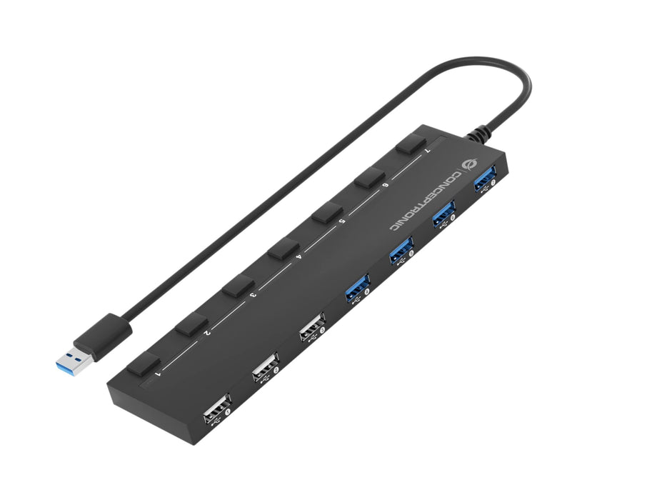 Conceptronic HUBBIES09BP USB Hub 7-Port 4x USB 3.0 3x USB 2.0 Black