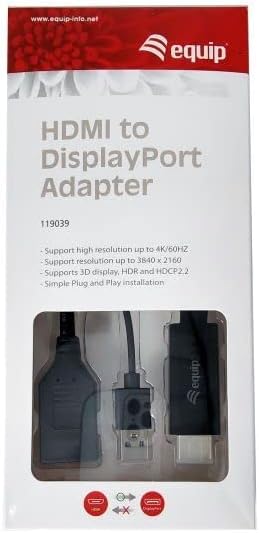 Equip 119039 HDMI Adaptor Displayport Male/Female 0.15 m 4K / 60 Hz/Black