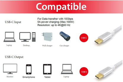 Equip 128356 USB 3.2 Gen 2 Typ C Kabel, M/M, 1.0m, USB Power Delivery PD 5A (max. 100W), 4K 60Hz, 10 Gbit/s, weiß