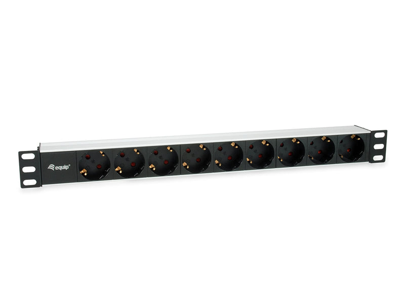 Equip 333292 Power Strip 19 Inch (1HE) 9-Way Schuko 1.8 m Cable Aluminium Shell