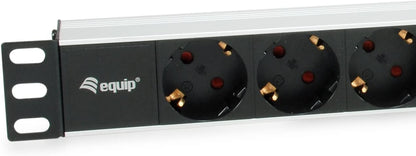 Equip 333292 Power Strip 19 Inch (1HE) 9-Way Schuko 1.8 m Cable Aluminium Shell