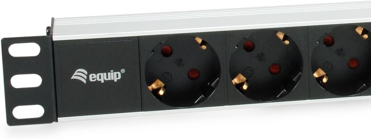 Equip 333292 Power Strip 19 Inch (1HE) 9-Way Schuko 1.8 m Cable Aluminium Shell