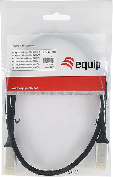 Equip 119265 DisplayPort 1.4 Cable 5 m Aluminium Black