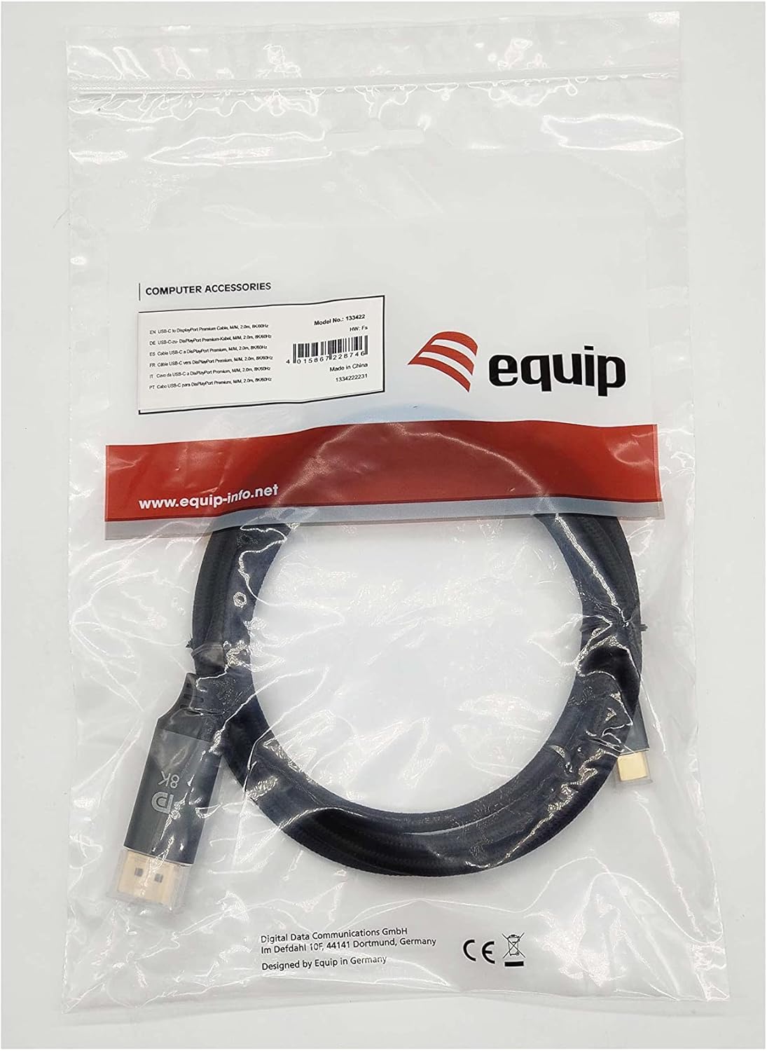 Equip Premium USB-C to DisplayPort Cable M/M 2.0m 8K/60Hz 133422