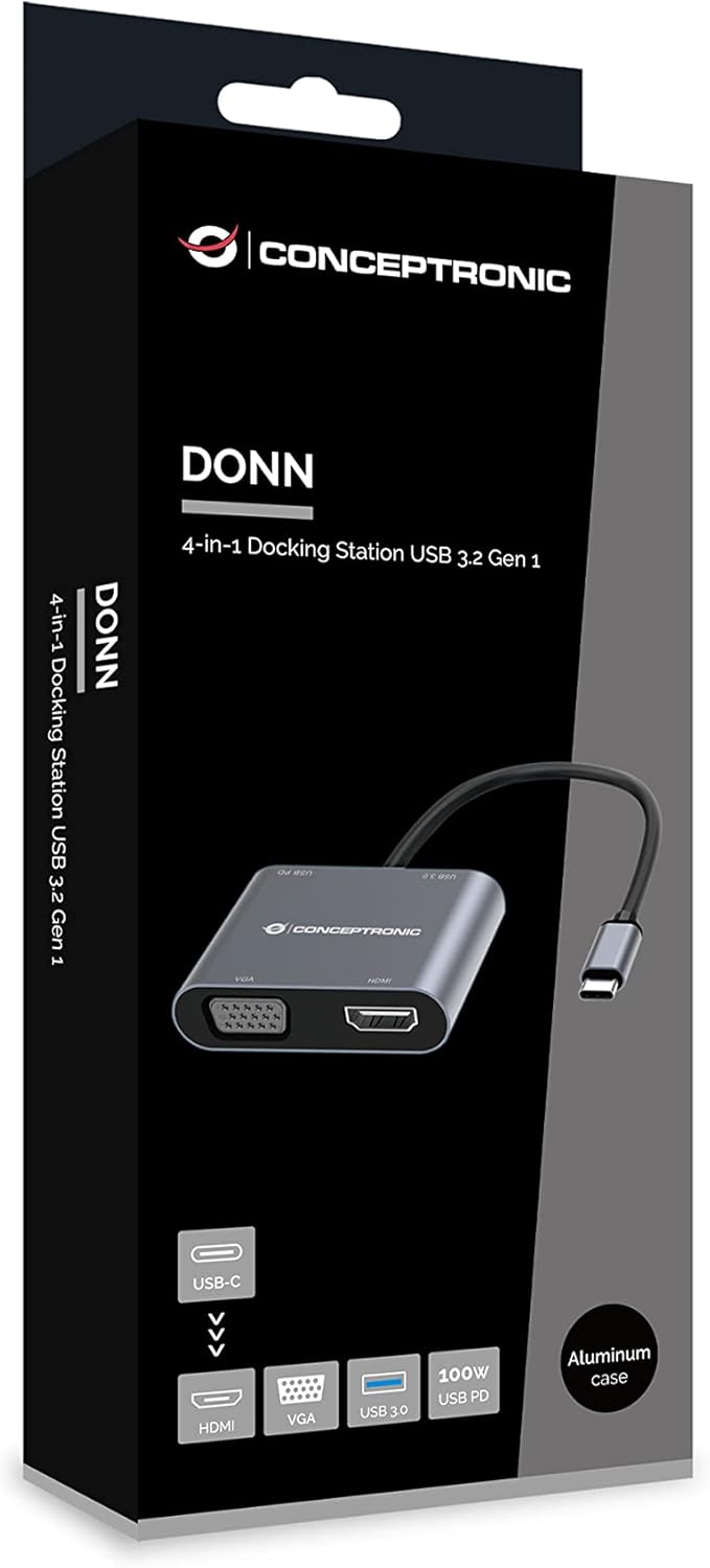 Conceptronic Dock Usb-C ->Hdmi,Vga,Usb3.0,100Wpd