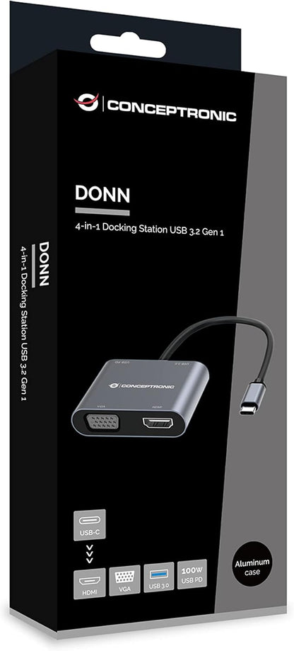 Conceptronic Dock Usb-C ->Hdmi,Vga,Usb3.0,100Wpd