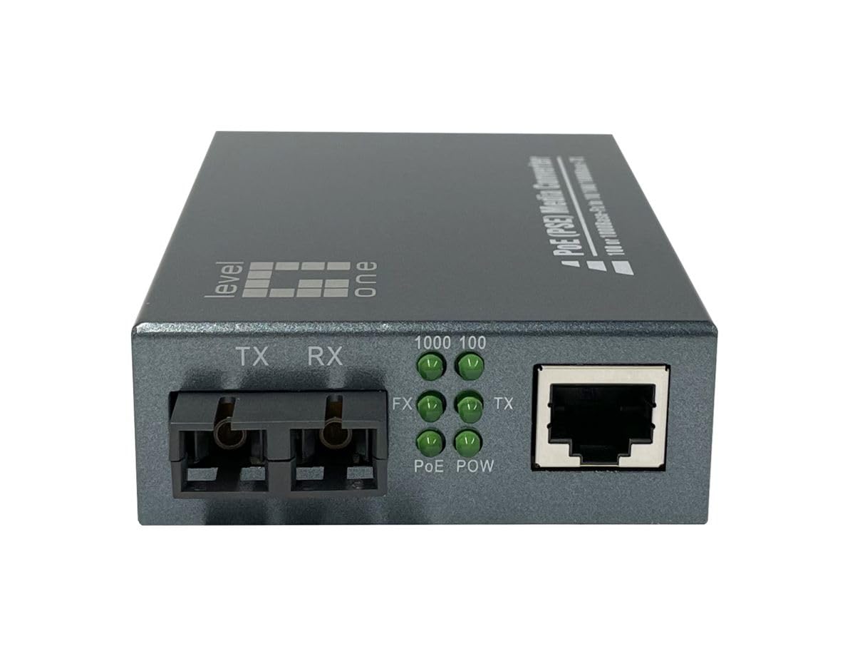 LevelOne GVT-2013 RJ45-zu-SC-Gigabit-Medienkonverter, PoE PSE, Multimode-Glasfaser, 0,5 km