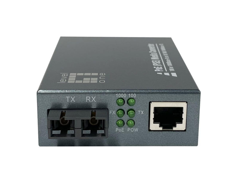 LevelOne GVT-2013 RJ45-zu-SC-Gigabit-Medienkonverter, PoE PSE, Multimode-Glasfaser, 0,5 km
