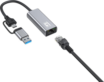 LevelOne USB-0423 2.5 Gigabit Ethernet 2-in-1 USB-C/A Network Adapter