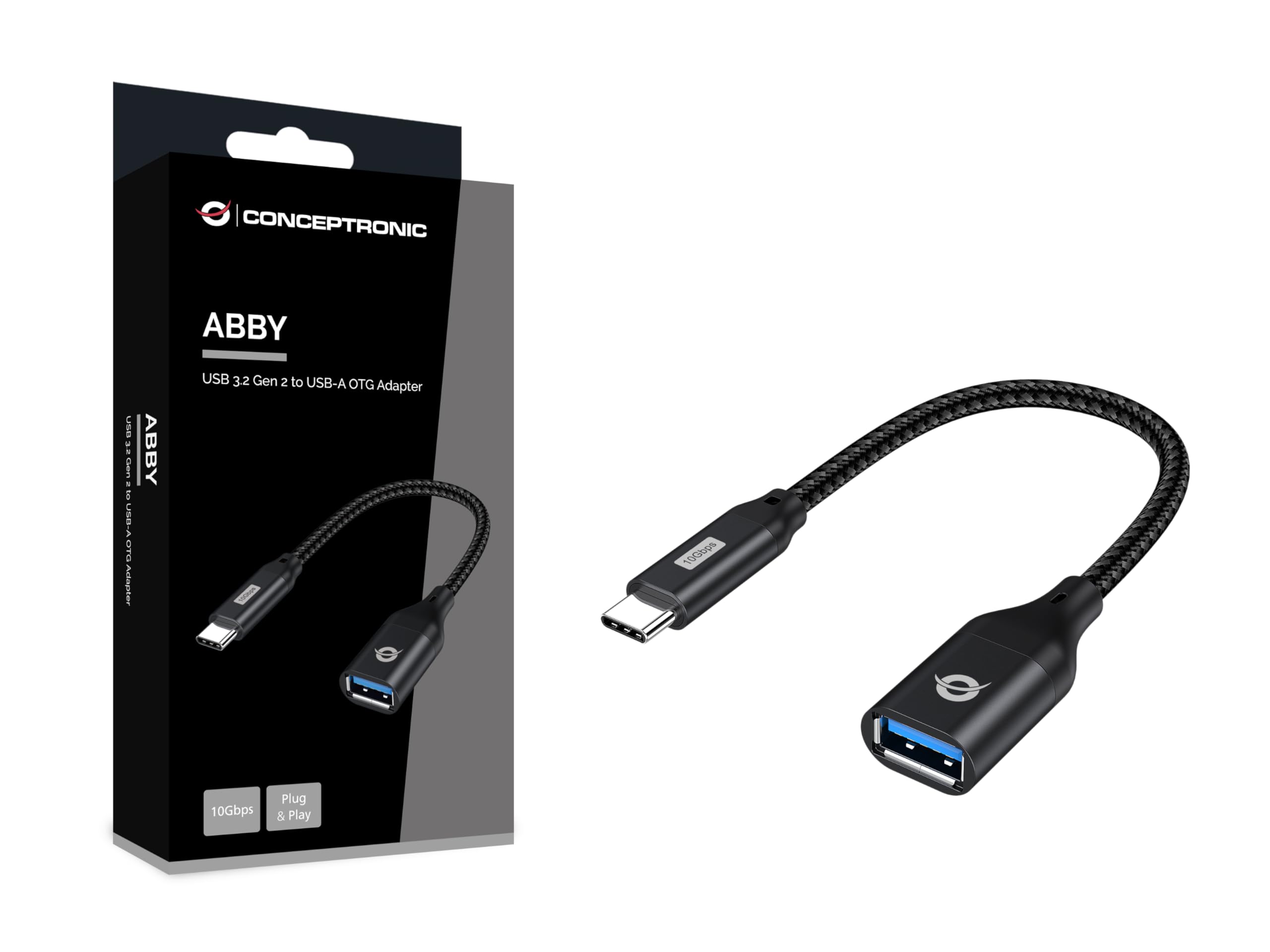Conceptronic ABBY18B USB-C to USB-A OTG Adapter 10Gbps USB 3.2 Gen 2