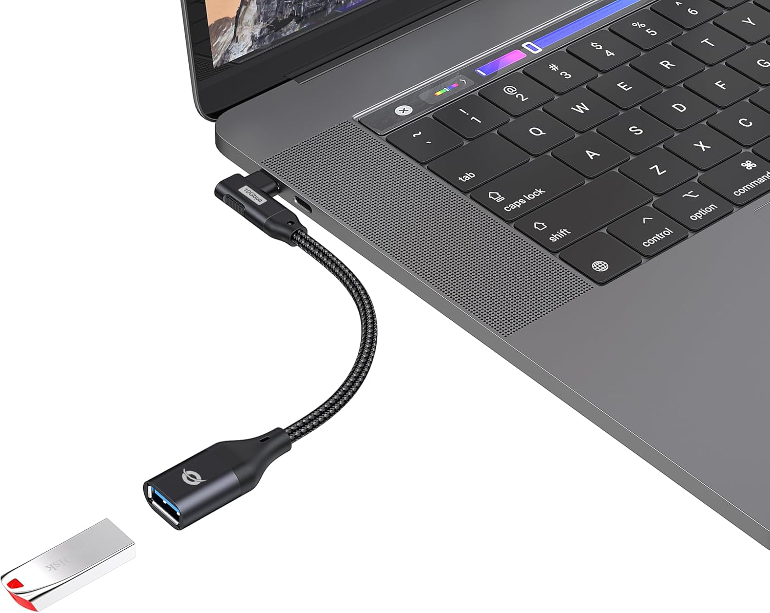 Conceptronic ABBY19B USB-C 90° Angled to USB-A OTG Adapter 10Gbps USB 3.2 Gen 2
