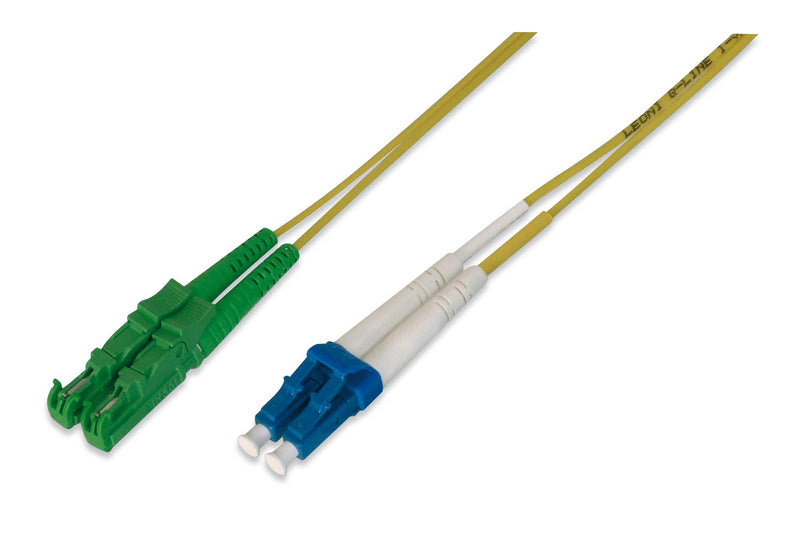 DIGITUS AL-9E2000LC-10I – Glasfaserkabel OS2 – 10 m – E2000 (APC) zu LC (UPC) – Duplex LWL Kabel – 1/10 Gbit/s – SM Singlemode Glasfaser LAN Kabel – Fasertyp: 9/125 µ – Gelb (Yellow) E2000/LC 10m