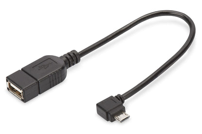 DIGITUS USB Adapter Cable 2-0.15 m - USB Micro B (m) to USB A (f) - 480 Mbps - USB Adapter - Black USB Micro B (m) // USB A (f) 0.15 m