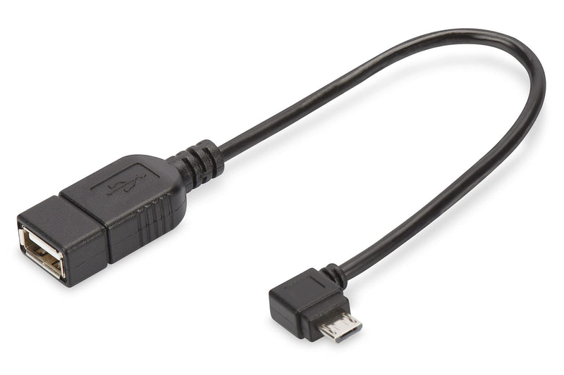 DIGITUS USB Adapter Cable 2-0.15 m - USB Micro B (m) to USB A (f) - 480 Mbps - USB Adapter - Black USB Micro B (m) // USB A (f) 0.15 m