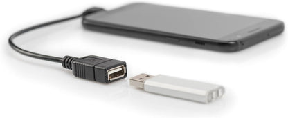 DIGITUS USB Adapter Cable 2-0.15 m - USB Micro B (m) to USB A (f) - 480 Mbps - USB Adapter - Black USB Micro B (m) // USB A (f) 0.15 m