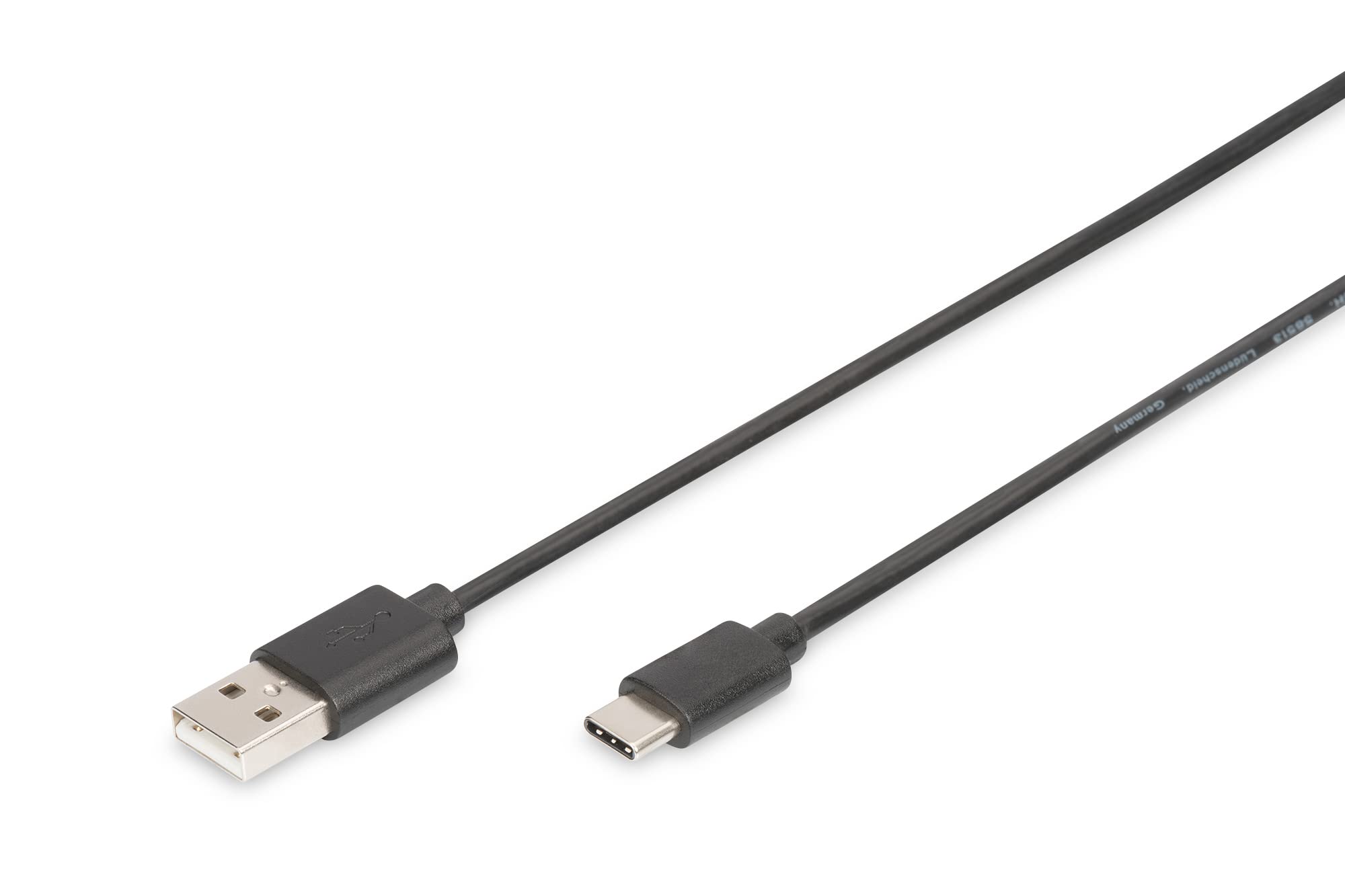 DIGITUS USB connection cable 2-1.8 m - USB A (m) to USB C (m) - 480 Mbit/s - connection cable - blister - Black USB A (m) // USB C (m)