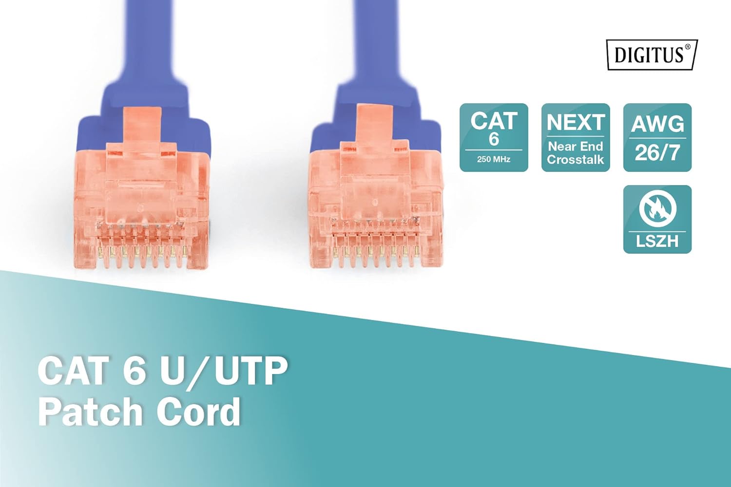 DIGITUS Cat LAN Cable 6-0.25m - RJ45 Network Cable - UTP Unshielded - Cat-6A & Cat-5e Compatible - Blue