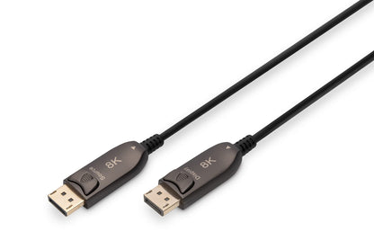 Digitus DisplayPort AOC Hybrid fibre optic cable - Displayport 1.4-8k/60Hz - UHD-II - gold plated contacts - 30m - black