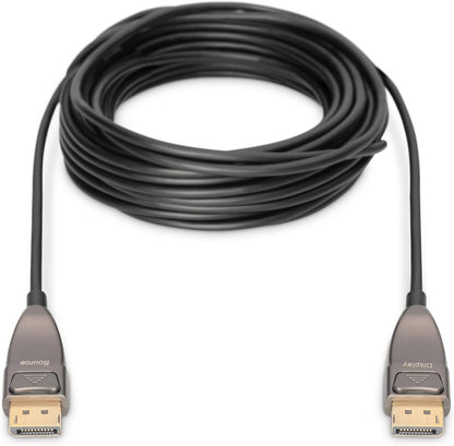 Digitus DisplayPort AOC Hybrid fibre optic cable - Displayport 1.4-8k/60Hz - UHD-II - gold plated contacts - 30m - black