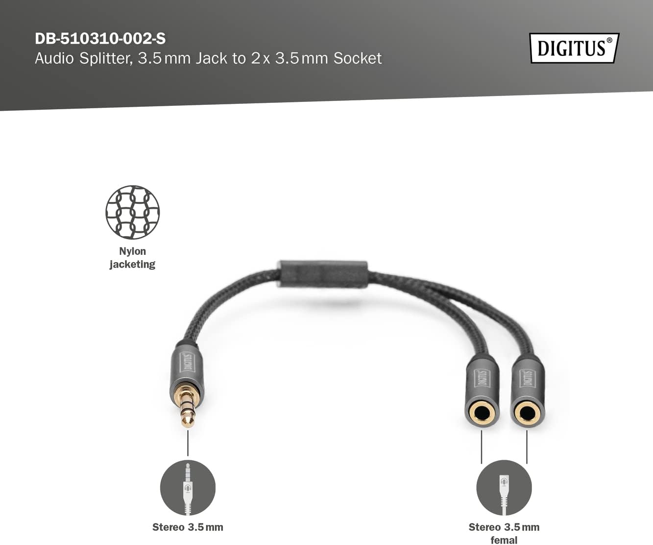 DIGITUS Audio Anschlusskabel,3,5mm Klinke 3,5mm Bu