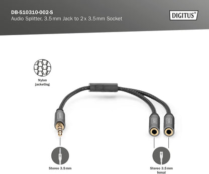 DIGITUS Audio Anschlusskabel,3,5mm Klinke 3,5mm Bu