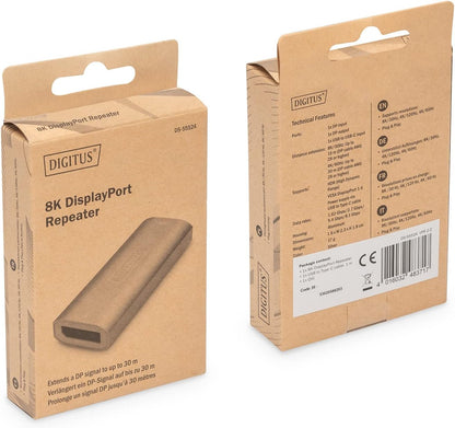 DIGITUS DisplayPort Repeater, 8K 30Hz, 4K 120Hz/60Hz, 30m Signal Extension
