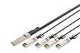 Digitus Universal 40 Gbit/s QSFP+ to 4x SFP+ 10 Gbit/s DAC Breakout Cable - 1 m - 10 Gbit/s per channel - Network Cable - Direct Attach Cable - Direct Attach Copper