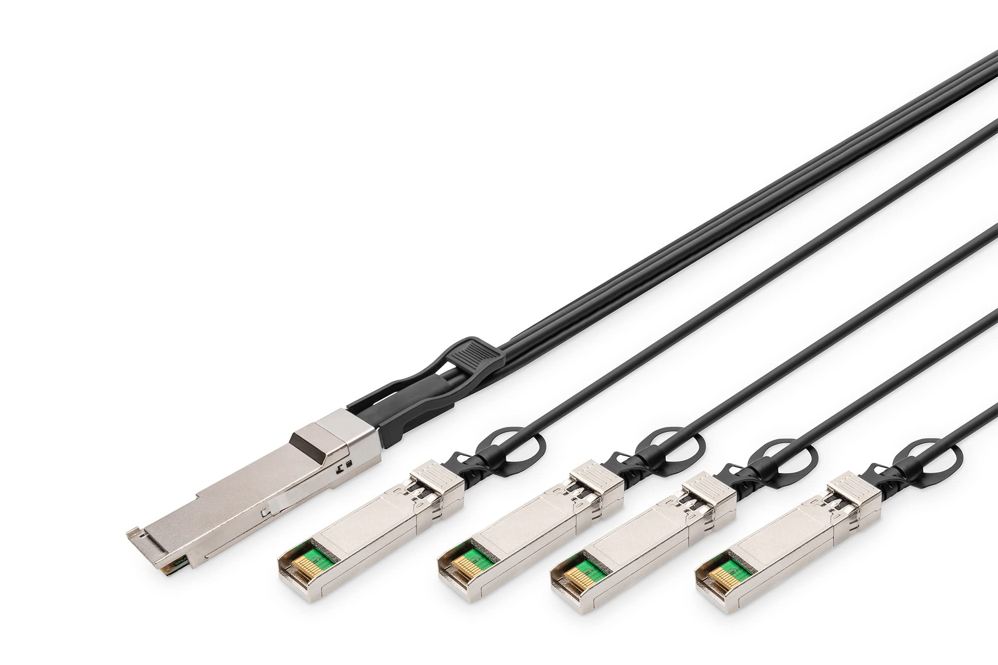 Digitus Universal 40 Gbit/s QSFP+ to 4x SFP+ 10 Gbit/s DAC Breakout Cable - 1 m - 10 Gbit/s per channel - Network Cable - Direct Attach Cable - Direct Attach Copper