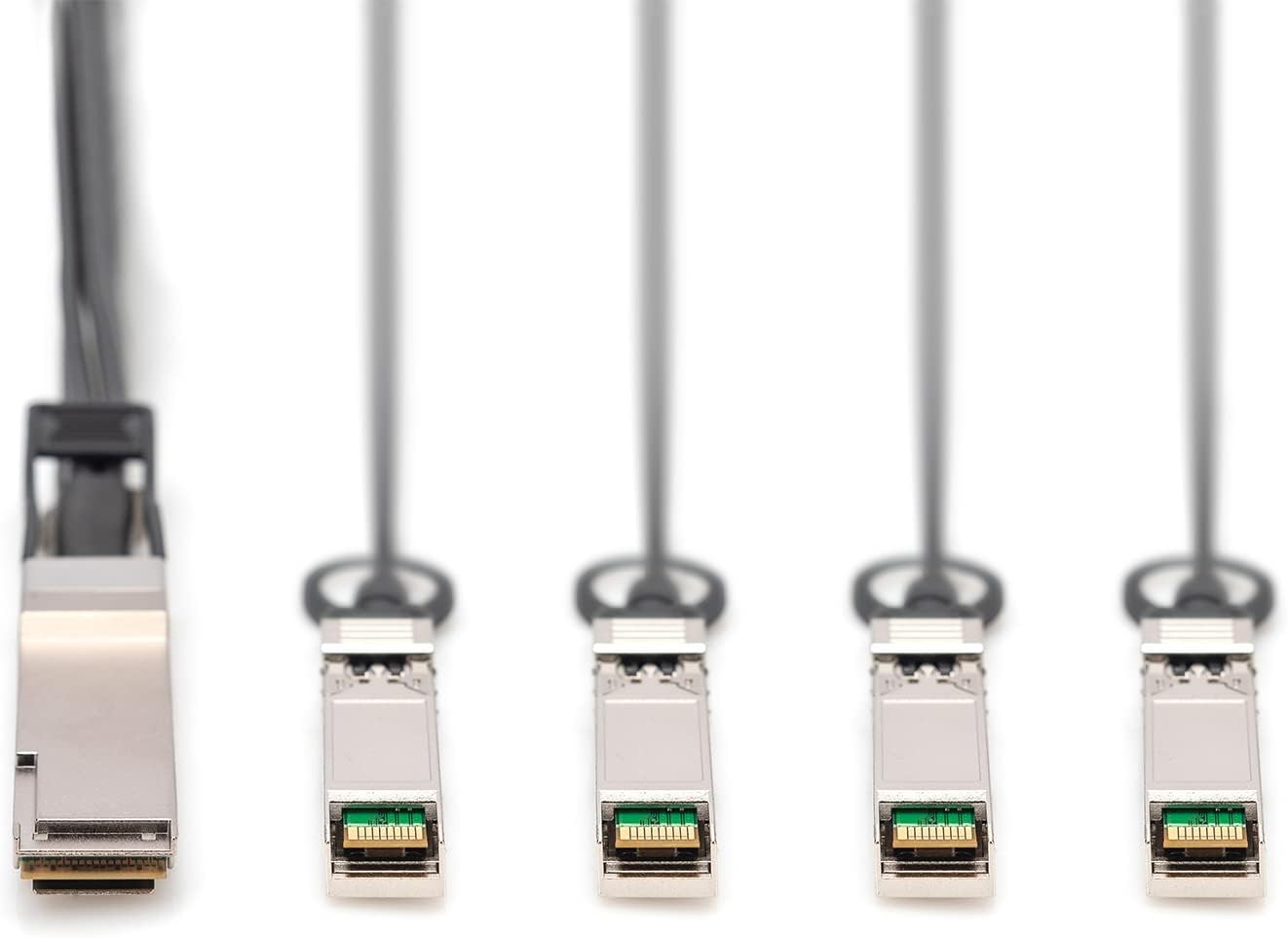 Digitus Universal 40 Gbit/s QSFP+ to 4x SFP+ 10 Gbit/s DAC Breakout Cable - 1 m - 10 Gbit/s per channel - Network Cable - Direct Attach Cable - Direct Attach Copper
